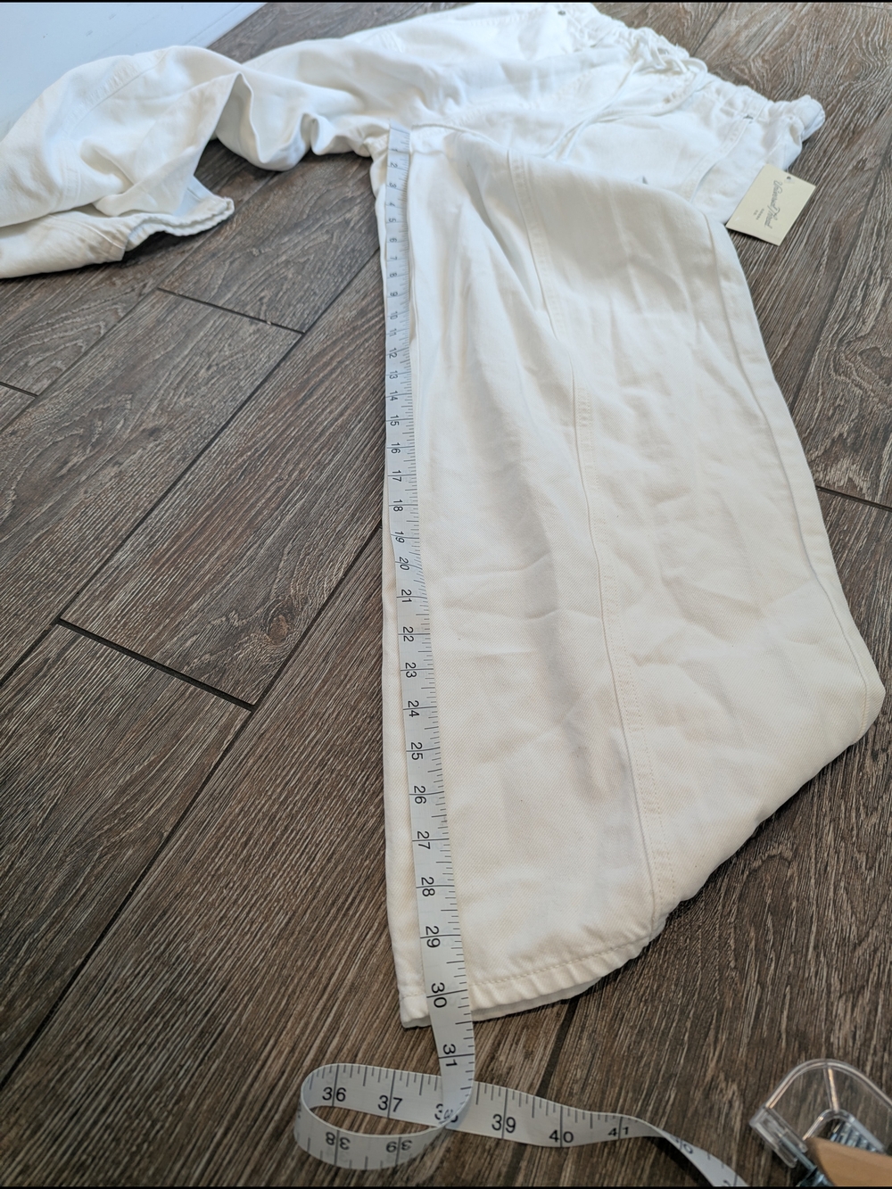 NWT White Pull On Utility Jeans Size 12 Universal Thread Quiet Luxury Coastal - Picture 9 of 10